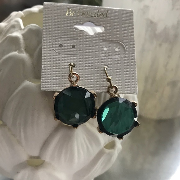 NWT Be Dazzled Teal Gem Drop Earrings - Picture 2 of 4